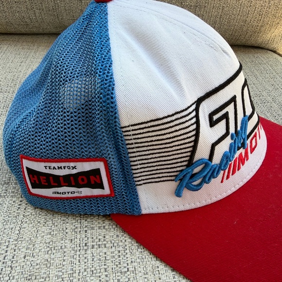 Fox Racing Moto-X Hat - Red, White, Blue TeamFox Hellion Flexfit Ball Cap - Picture 2 of 6